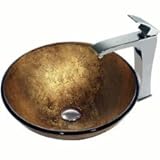 Vigo VGT140 Liquid Gold Vessel Sink and Faucet, Chrome