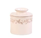 Butter Bell Crock, Antique Ivory Rose