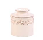Butter Bell Crock, Antique Ivory Rose