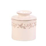 Butter Bell Crock, Antique Ivory Rose