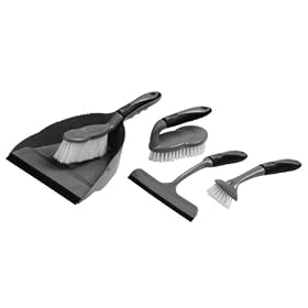 Premier Housewares 5-Piece Dustpan Set with Soft Grip Handles, Grey/Black