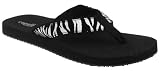 Capelli new York Simple Zebra Printed On A Faux Leather Ladies Fashion Flip Flop Black Combo 9