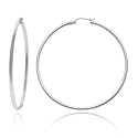 Sterling Silver Tarnish-Free Polished 2mm x 50mm Tube Hoop Earring