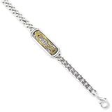 7.5in Silver & Gold-tone Ichthus Fish Bracelet/Mixed Metal