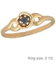 3 1/2 Children 14K Gold Flower Shape September Birthstone Ring - Sapphire