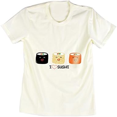 Emeri Unisex Adult's I Love Sushi Quotes Cotton Tshirt (L, NTH88)