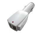 2 Port USB Car Cigarette Lighter Adapter Dual Plug for iPod MP3 Players Charger - Color White