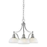 Royce Lighting RC800/3-12 Fairlawn Three-Light Chandelier Brushed Steel with White Alabaster Globes