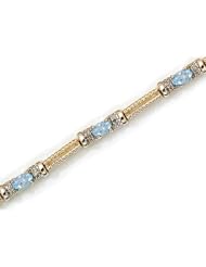10k Yellow Gold Natural Aquamarine And Diamond Tennis Bracelet