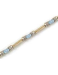 14k Yellow Gold Natural Aquamarine And Diamond Tennis Bracelet