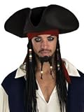 Adult Jack Sparrow Hat with Beaded Locks (Officially Licensed Pirates of the Caribbean Costume Acces