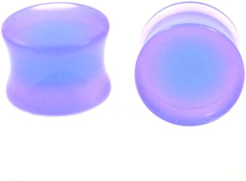 Light Blue Glow In The Dark Double Flared Ear Plugs Solid Acrylic Gauges - 1 Inch (25mm) Sold in Pairs