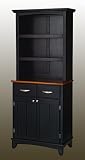 Black Buffet with Open Hutch and Cottage Oak Wood Top - Home Styles - 5001-0046-40
