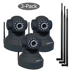 Foscam Pan & Tilt Wireless IP Camera with 9bdi antennas Black, 3 pack - FI8918W