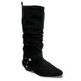 Red Herring- Black ruched flat calf boots