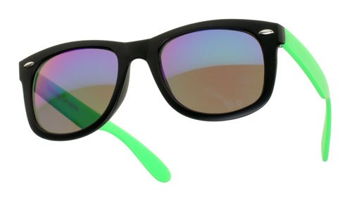 "Bakatcha" 80's Inspired Neon Wayfarers w/ revo lens (Black-Green/Revo)