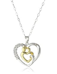 Sterling Silver Diamond Accent Mom and Baby Pendant Necklace by DiAura, 18"