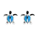 E738--Sterling Hawaiian Blue Opal Honu Earrings