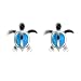 E738--Sterling Hawaiian Blue Opal Honu Earrings