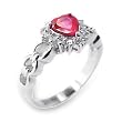 Women's Rosette Ruby Color Cubic Zirconia Rhodium Ring, Size: 5-11