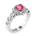 Women's Rosette Ruby Color Cubic Zirconia Rhodium Ring, Size: 5-11