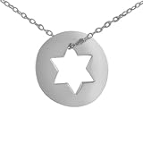 Sterling Silver Star of David Cutout Inside Circle