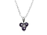 9CT WHITE GOLD AMETHYST & DIAMOND  WHITE GOLD PENDANT ON 18 ROPE CHAIN