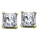 317vuX8FCNL. SL160  14K Yellow Gold Princess White Diamond Studs Earrings 1/2 CT (0.50 cttw, H I Color, SI I Clarity)
