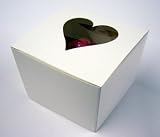 10 pack White Single Cupcake Box with Heart Shaped Window and Insert