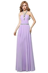 Chiffon Halter Lace Jeweled 2015 Evening Dress/Prom Dress 