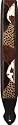 Onori Horse Hair Cow Design Leather Guitar Strap, Brown/White