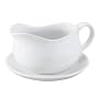 HIC Hotel Gravy Boat with Saucer, Porcelain, 24 Ounce Capacity