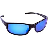 Sea Striker High Tider Polarized Sunglasses with Black Frame,Blue Mirror and Grey Polarised Lens (Fits Medium to Large Faces)