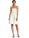 Donna Morgan Women's Strapless Metallic Jacquard Dress, Ivory/Silver, 12