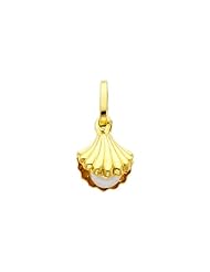 14K Yellow Gold Medium Shell with Pearl Charm Pendant