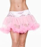 Womens Sexy Pink Marabou Feather Trim Slip Petticoat One Size Fits Most
