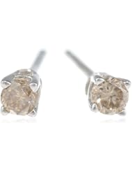 Sterling Silver Champagne Diamond Stud Earrings (0.10 cttw, I2-I3 Clarity)