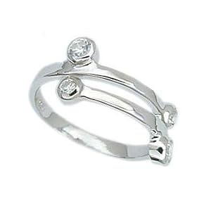 Sterling Silver Toe Ring with CZ Stones