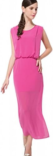 OSA Women Vintage Slim Fit Chiffon Wrap Tunic Maxi Dress Size XL Rose Red