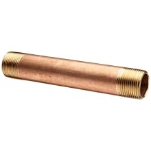 Red Brass Pipe Fitting, Nipple, Schedule 40 Seamless, NPT Male