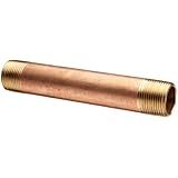 Red Brass Pipe Fitting, Nipple, Schedule 40 Seamless, NPT Male