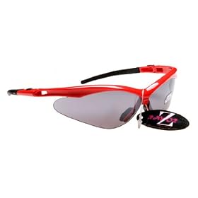 Rayzor Professional Lightweight Red UV400 Sports Wrap Archery Sunglasses, With a Smoked Mirrored Anti-Glare Lens.