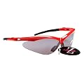 Rayzor Professional Lightweight Red UV400 Sports Wrap Cycling Sunglasses, With a Smoked Mirrored Anti-Glare Lens.