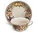 Set Of 2 Teacups And Saucer Sets Designed With Autumn Fruit And Flower Pattern For Tuscan Kitchen Decor and Teas