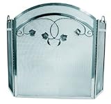 3 Fold Pewter Wrought Iron Top Leaf Design Screen