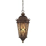 Elk Lighting 42003/3 3 Light Outdoor Pendant In Hazlenut Bronze And Amber Scavo Glass