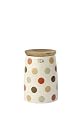 T&G Spot On Tea Jar in Cream Ceramic with Natural Earth Coloured Spot Design and Acacia Wood Lid