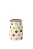 from T&G Woodware Ltd T&G Spot On Tea Jar in Cream Ceramic with Natural Earth Coloured Spot Design and Acacia Wood Lid (Model 10700)