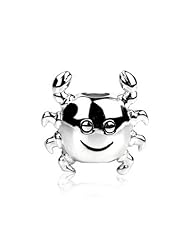 Sterling Silver Happy Crab Charm , Fits Jovana, Pandora, Chamilia Bracelet