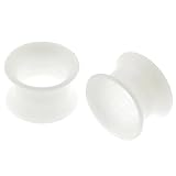 White Flexible Silicone Flesh Tunnel Plugs - 2G - Sold as a Pair